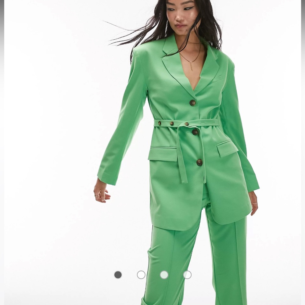 24. Topshop oversized belted blazer in green size 10